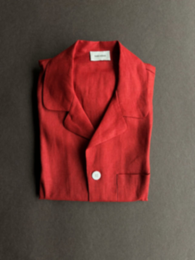 Red Linen Loungewear Set