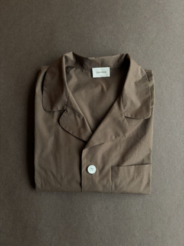 Poplin Solid Brown Loungewear Set